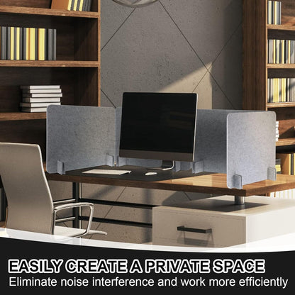 4 Pack Acoustic Desk Divider Desk Partition - Freestanding Privacy Panel 16 x 24 Inches Noise Reducing Partition for Office Table Standing Student Study Reception Area(Silver Gray)