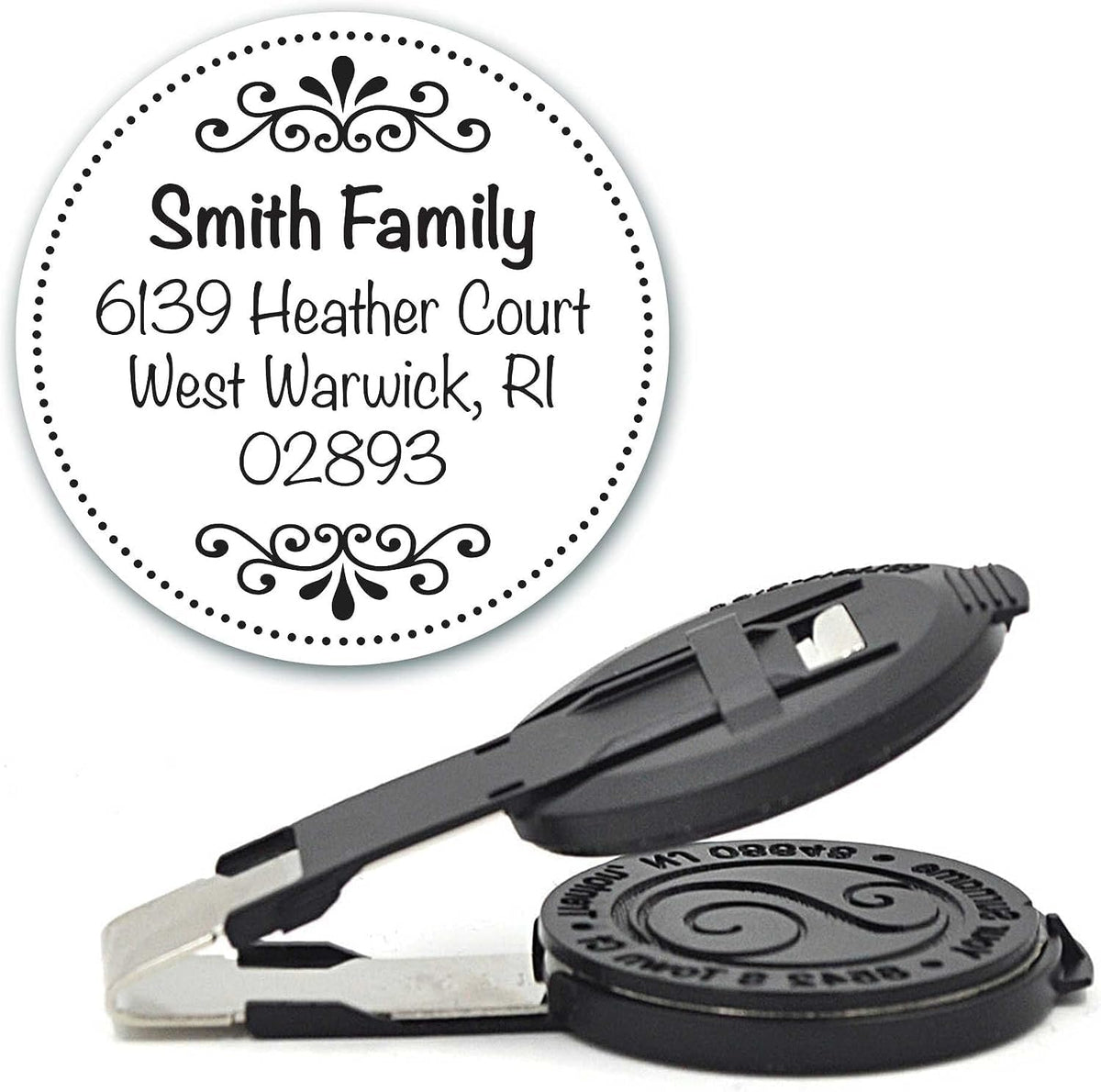 Custom Monogram Address Embosser - Personalized Round Seal - Insert Only - Style EM027