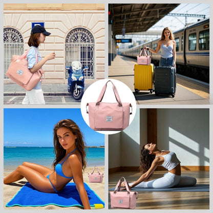 Large Capacity Foldable Travel Bag, Expandable lightweight Carry on Bag, Dry with Wet Separation Spor Duffel Bags