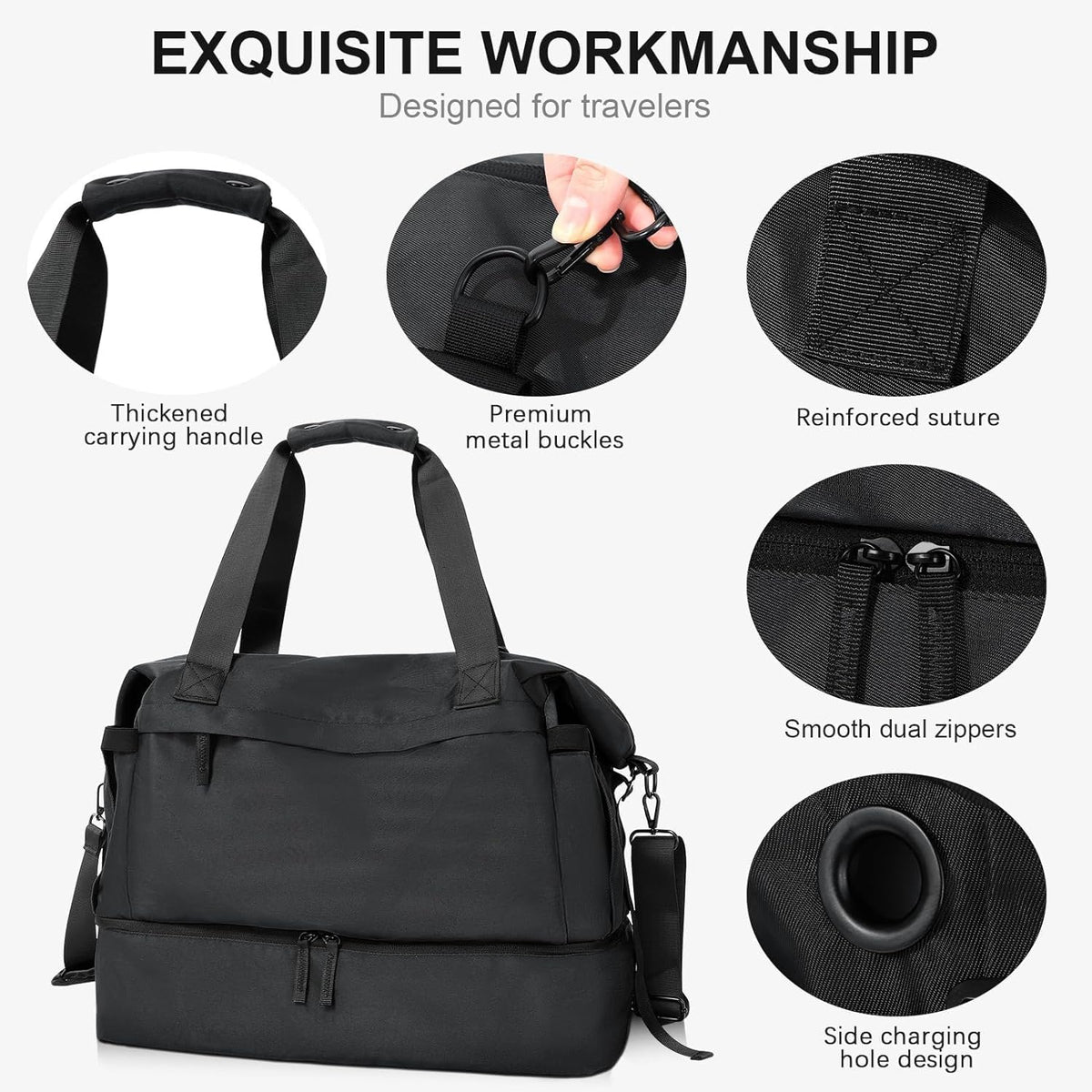 Gym Bag for Men Women, Tactical Travel Duffel bag with Removable Dividers & Shoe Compartment, Weekender Carry on Bag with Toiletry Bag, Overnight Range Bag for Workout Soccer Yoga Gym
