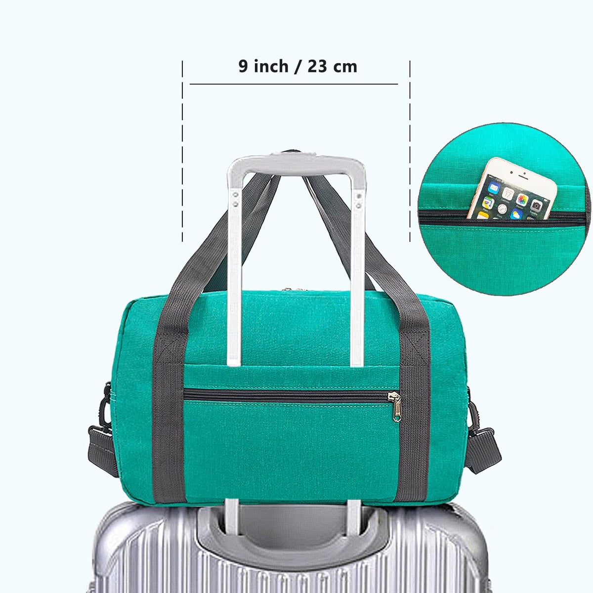 15 Inch Small Carry On Bags for Airplanes Spirit Airlines Personal Item Bag Underseat Foldable Travel Duffle Gym Bags for Women Men(20L,Teal)