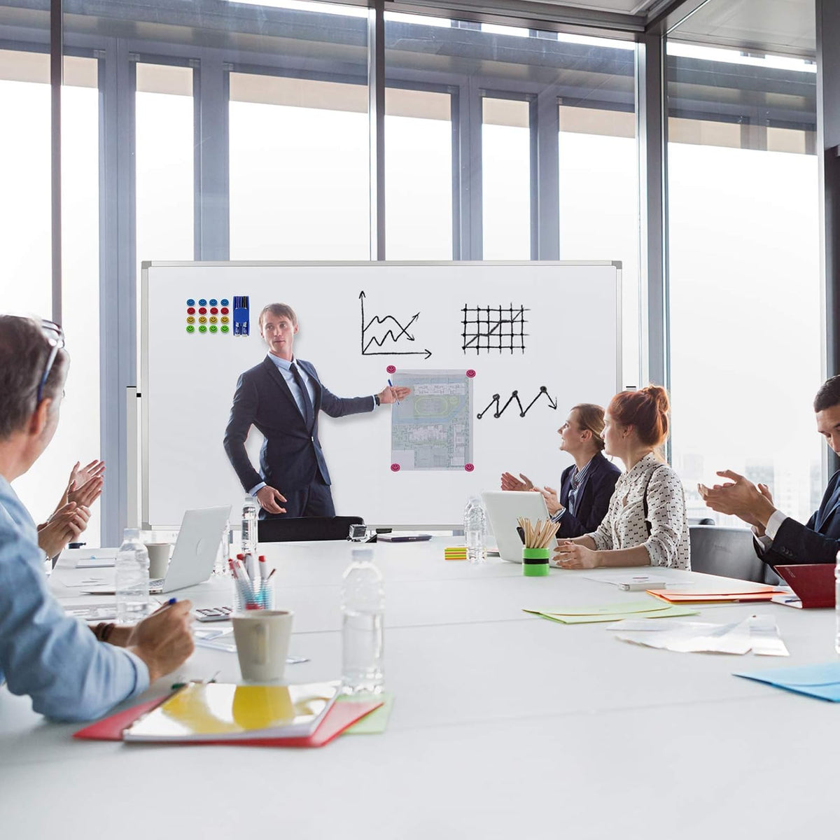 Mobile Whiteboard 72"x40" Magnetic Dry Erase White Boards on Wheels Double-Sided Large Whiteboard with Rolling Stand for Classrooms, Offices and Home