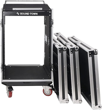 Sound Town Heavy-Duty 1/2" Plywood 16U PA DJ Rack/Road ATA Case