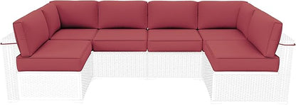 Outdoor Furniture Replacement Cushions, 5" Foam Foam High-Density, Fits 6-seat Sectional Rattan Conversation Set, 14 Piece Patio Water-Resistant Replacement Sofa Cushions, Liner&Cover