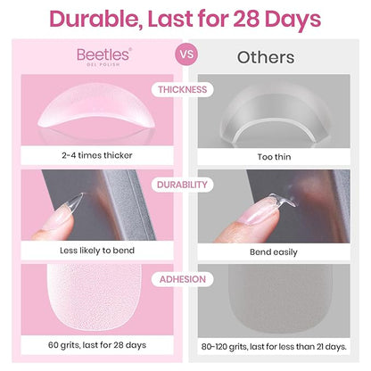 Beetles Medium Almond Nail Tips 576pcs 12 Sizes, Pre-Etched Soft Gel Nail Tips Half Matte Full Cover Press on False Nail Tips Clear Acrylic Nails Glue on Nails DIY Nail Extension Gift for Women