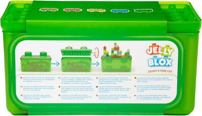 Jelly Blox Stash 'N Stack 2-in-1 Storage Case with 30 Blocks for Toddler Sensory Play Toy Ages 2+