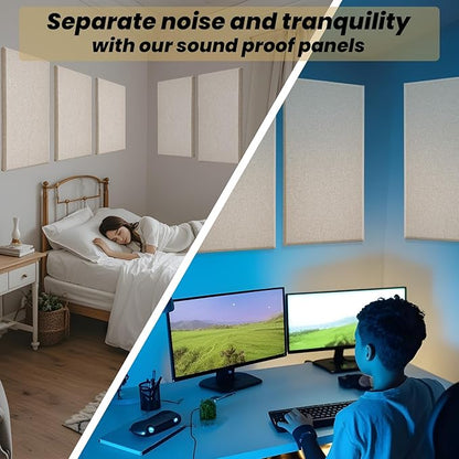 6 PCS Acoustic Panels, Large Soundproof Wall Panels, Professional Fiberglass
