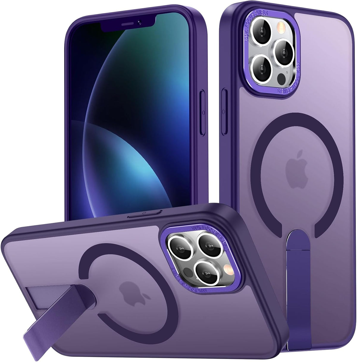 for iPhone 13 Pro Case with Kickstand, [Invisible Stand] Compatible with MagSafe, Anti-Slip Shockproof Military-Grade Protection, Magnetic Phone Case for iPhone 13Pro Cover (Purple)