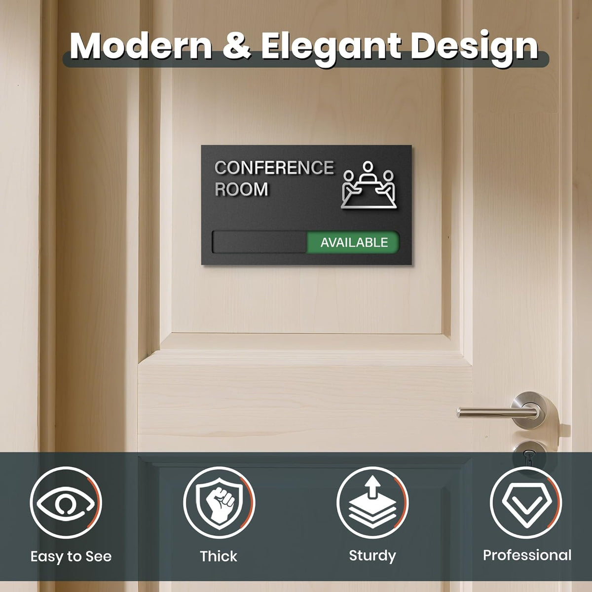 Conference Room Sign - In A Meeting Sign for Office Door, Do Not Disturb, In Use/Available Slider Indicator for Office Tell Whether Meeting Room is In Session