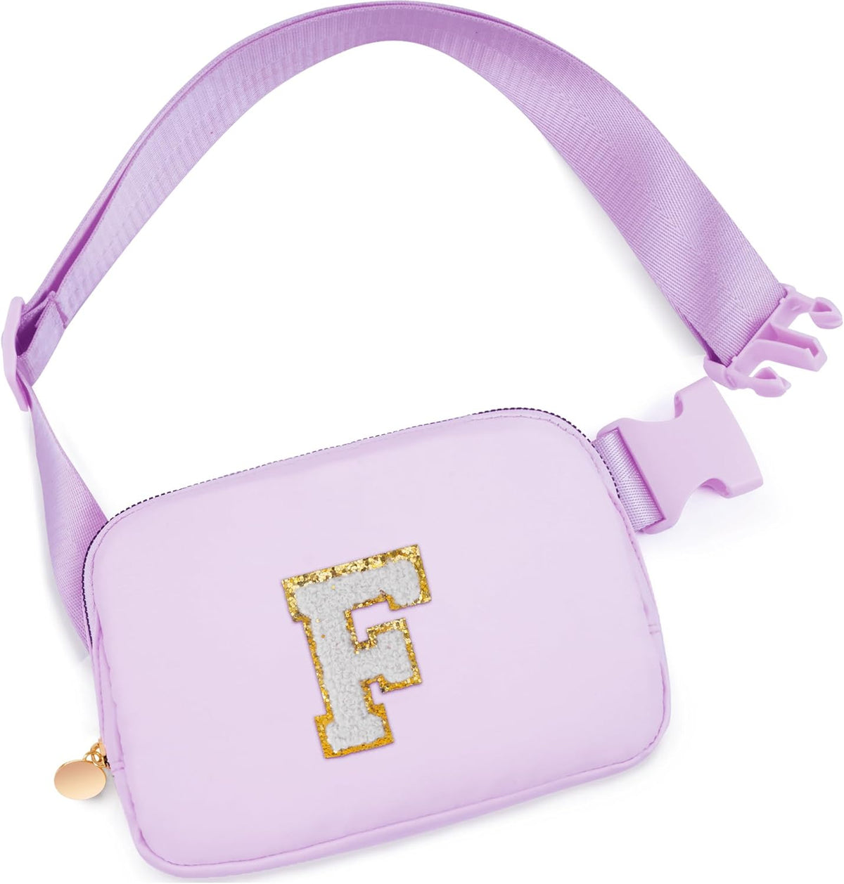 Belt Bag Fanny Pack Crossbody Bags with Initials Cute Stuff Birthday Gifts for Teenager Girls Trendy Stuff - White F,Lavender Bag