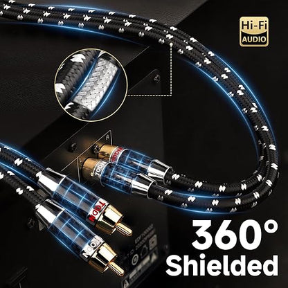 TODN Auidophile 2RCA Male to Male Stereo Audio Cable, OFC RCA Cables