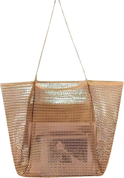 Sohum Living Lightweight Foldable Mesh Tote Bag for Beach & Travel – Large Sandproof Quick-Dry Bag with Durable Handles