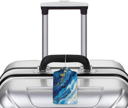 2 Pack Luggage Tag for Suitcase, Cute Unique Leather Suitcase Tags Identifiers with Privacy Name Address Labels & Durable Steel Loop for Women Men Travel