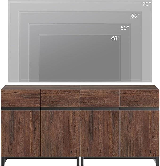 Wampat Modern TV Stand for up to 70 inch TVs, 2 in 1 Entertainment Center