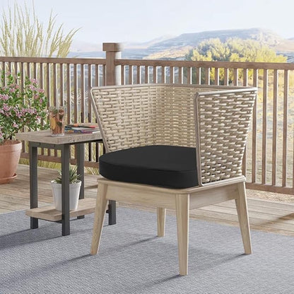 idee-home Outdoor Chair Cushions Set of 4, 19" x 19" x 3" Thick D-Shaped Patio Furniture Outdoor Seat Cushions Waterproof with Ties, Dining Pads