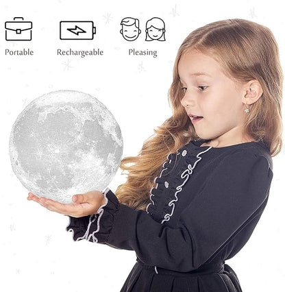 PRUGNA Moon Lamp, 1200mAh Ultra-Long Endurance Night Light, 7.1" 16 Colors LED