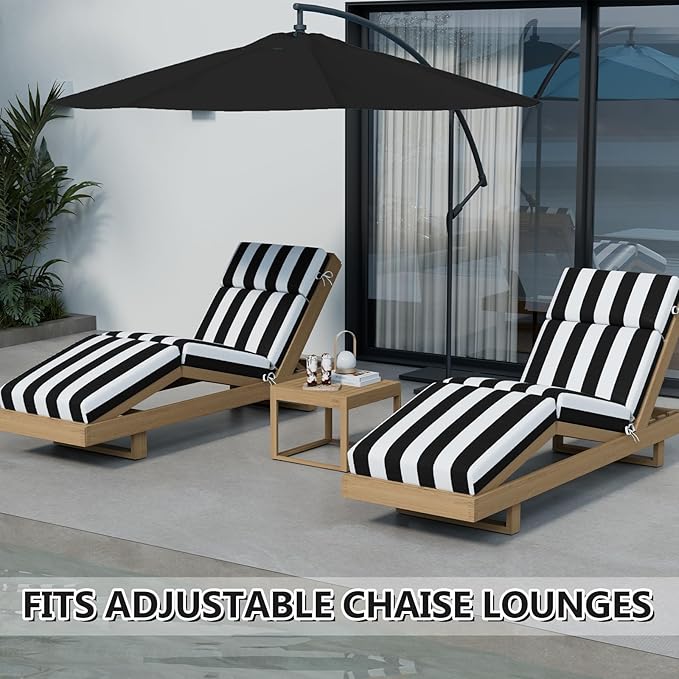 4 Pcs Chaise Lounge Cushions Outdoor, 72 x 21 x 4 Inch Lounge Chair Cushions for Outdoor Furniture - Waterproof Lounge Patio Replacement Cushion, 4In Fade-Resistant ThickPatio Chaise Lounge Cushion
