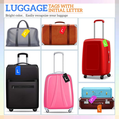 8 Pcs Initial Letter A-Z Luggage Tags Silicone Suitcase Instrument Tag with Name Card and Stainless Steel Loop(Letter L,Colorful)