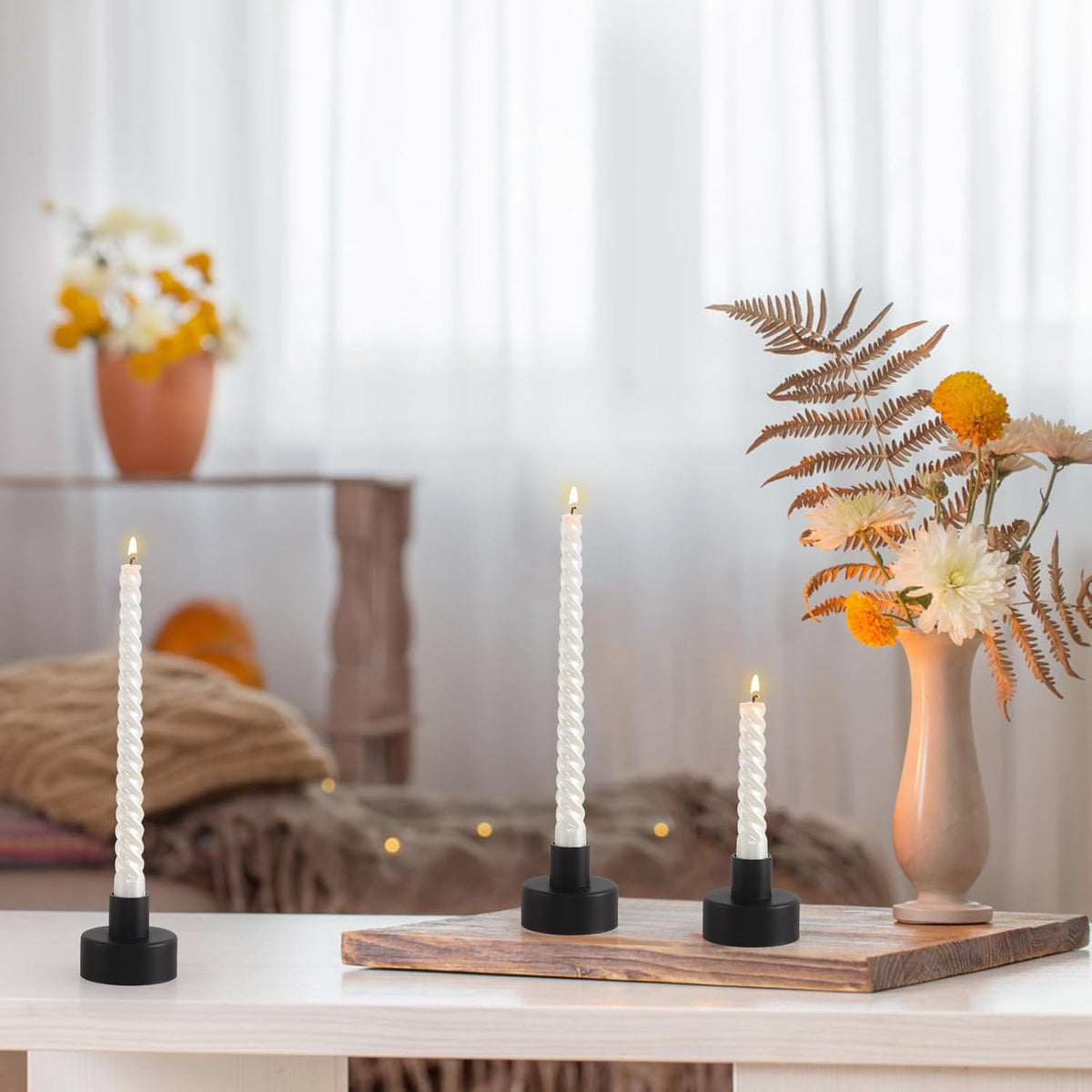 Black Candlestick Holders Set of 8,Vintage Taper Metal Candle Holders for Candle Sticks Holder Decor,Candelabra Candle Holder for Halloween Decoration Wedding Christmas Fireplace Mantel Home Decor