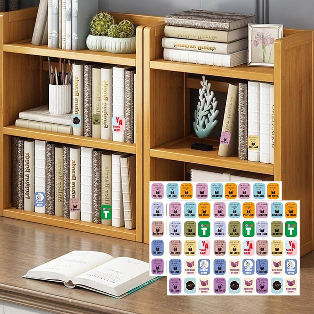 Genre Book Spine Labels for Library | Classroom Library Classification Stickers 450pcs | Advanced Reader Level