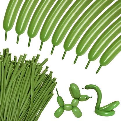 100pcs Metallic Silver Long Balloons for Balloon Animals, Party Decorations, and DIY Modeling