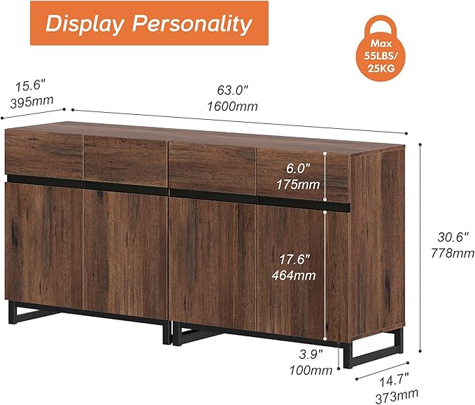 Wampat Modern TV Stand for up to 70 inch TVs, 2 in 1 Entertainment Center