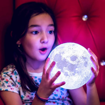 PRUGNA Moon Lamp, 1200mAh Ultra-Long Endurance Night Light, 7.1" 16 Colors LED