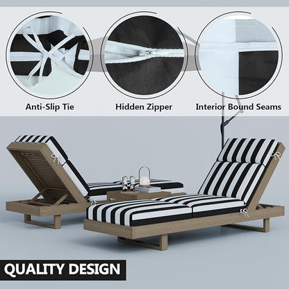 4 Pcs Chaise Lounge Cushions Outdoor, 72 x 21 x 4 Inch Lounge Chair Cushions for Outdoor Furniture - Waterproof Lounge Patio Replacement Cushion, 4In Fade-Resistant ThickPatio Chaise Lounge Cushion
