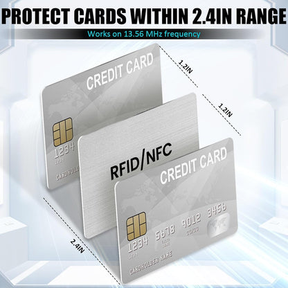 RFID Blocking Cards, Premium Contactless NFC Debit Credit Card & Passport Protector Blocker Set for Men & Women - Smart Slim Design One Card Protects Entire Wallet/Purse Safe -Silver 4 pack