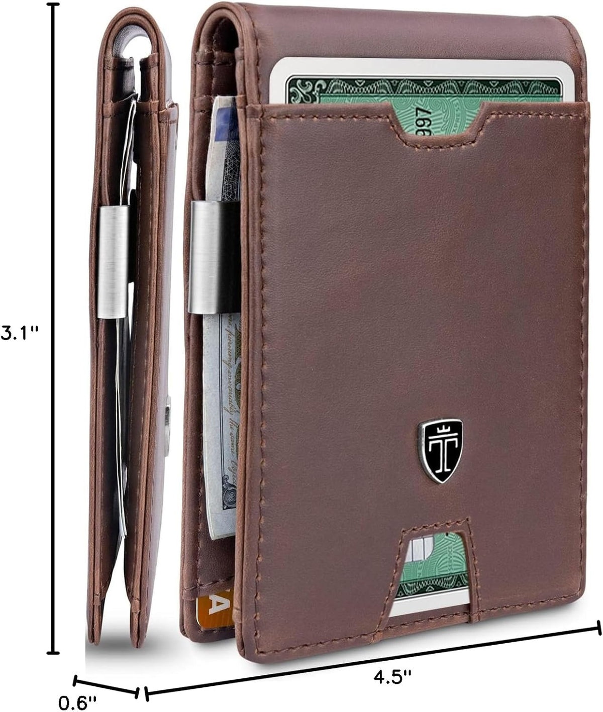 TRAVANDO Mens Wallet with Money Clip AUSTIN RFID Blocking Bifold Credit Card Holder for Men with Gift Box