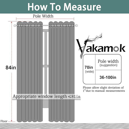 Yakamok Blackout Curtains Room Darkening Thermal Insulated with Grommet Window Curtain for Bedroom/Living Room(70Wx84L inch, Dark Grey, 2 Panels)
