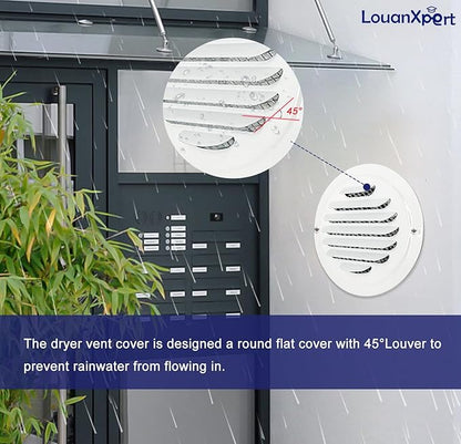 4 Inch Round Air Vent Covers,LouanXpert Stainless Steel Soffit Vent Covers Louvered Grille Cover Vent Flat Ducting Ventilation Air Outlet with Built-in Fine Mesh for House,Garage, RV(100mm - 2PCS)