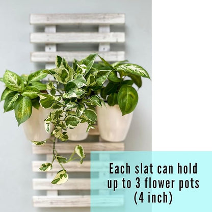 ShopLaLa Wooden Wall Planters - 2 Pack Wall Hanging Planters for Indoor Plants, White Rustic Wood Wall Mounted Flower Pot Holder Vertical Succulent Orchid Airplant Frame Display 15.7" (40cm)