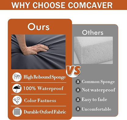 Outdoor Chair Cushions 16 x 17 Inch, Set of 4, Water Resistant Patio Chair Cushions with Tie 3 Year Color Fastness Thick Outdoor Seat Cushion for Garden Lawn Patio Furniture Dark Grey