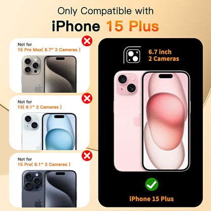 COOLQO for iPhone 15 Plus Case 6.7'' Upgraded 360° Spin Magnetic Stand [Compatible with Magsafe][Military Protection] Shockproof Protective Phone Holder Cover for iPhone 15 Plus, Yellow Gold