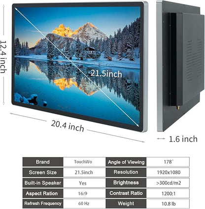 TouchWo 21.5 inch Android 14 Touchscreen Monitor Tablet, 16:9 FHD 1080P