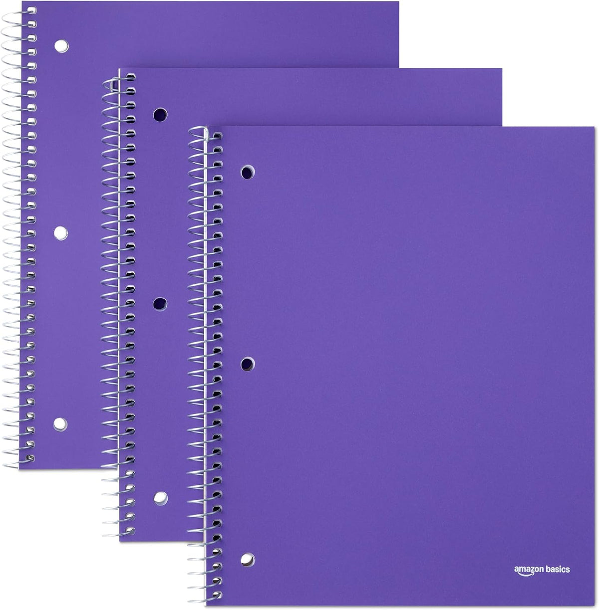 Amazon Basics College-Ruled 3-Subject Spiral Notebook, 150 Sheets, 8.5 x 11 inches, Black