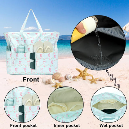 Bluboon Waterproof Beach Tote Pool Bags for Women Ladies Extra Large Carry On Bag With Wet Compartment for Weekender Travel