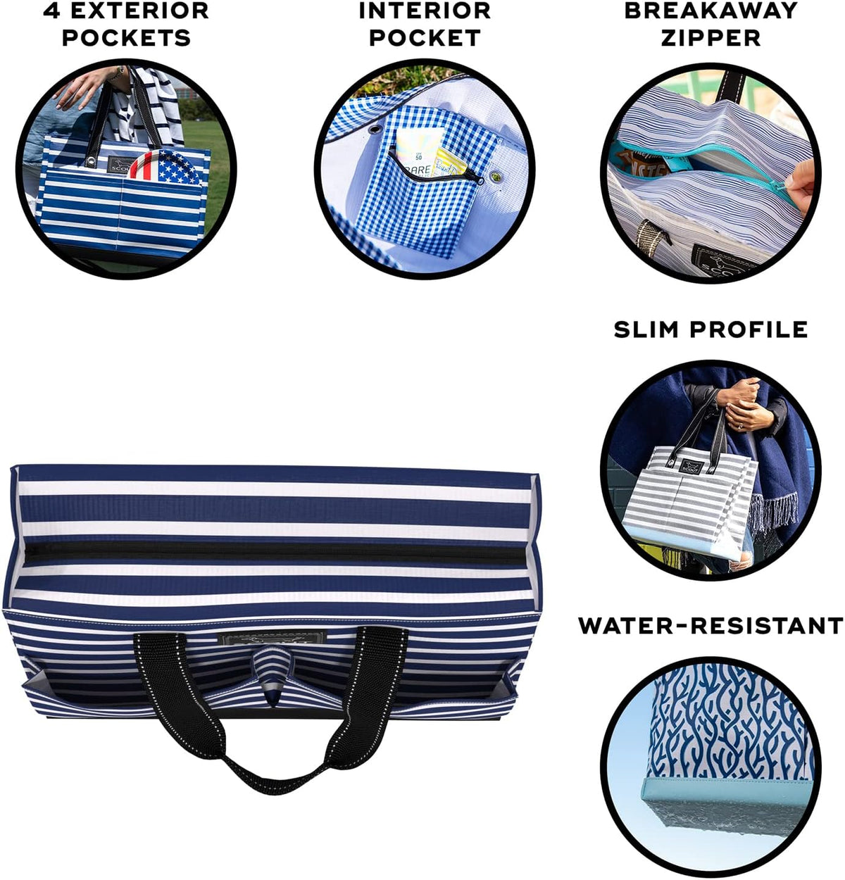 SCOUT Uptown Pocket Tote - Medium Multi-Use Tote Bag for Women, Nurses, Teachers, and Moms, 5 Pockets, Breakaway Zipper