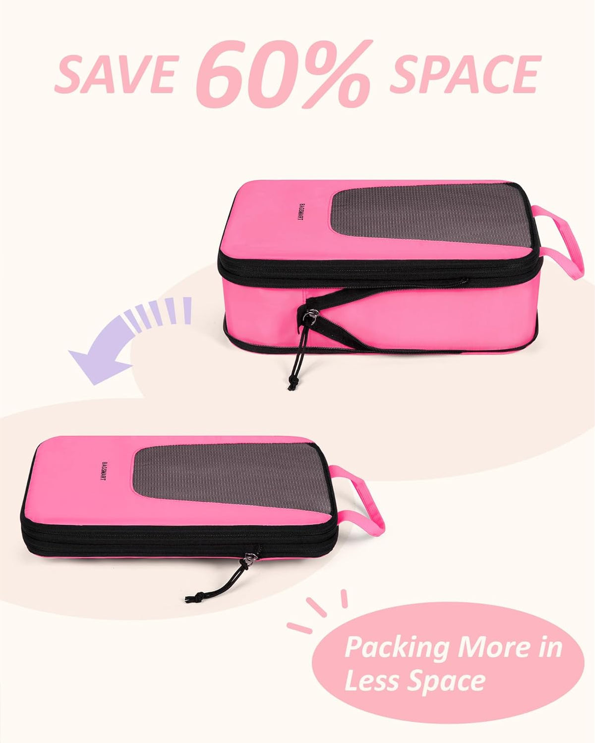 BAGSMART Compression Packing Cubes for Travel, 6 Set/5 Set/4 Set, Compression Suitcase Organizer Bags Set for Suitcases Travel Essentials, Lightweight Packing Organizers