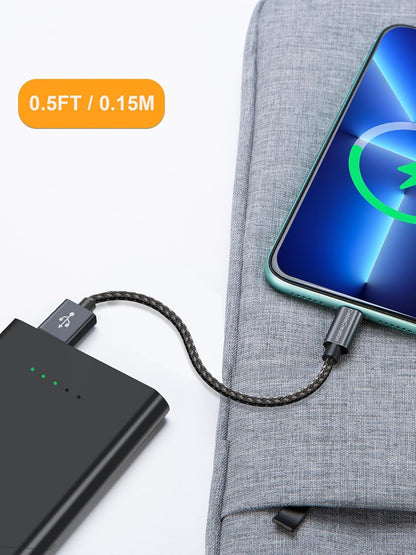 CableCreation Short iPhone Charger Cable 0.5FT/0.15m, USB A to Lightning Cable, Lightning to USB Data Sync Cord [MFi Certified] for iPhone 14/14 Pro, AirPods Pro, iPhone 13/13 Pro/12, iPad Pro, Grey