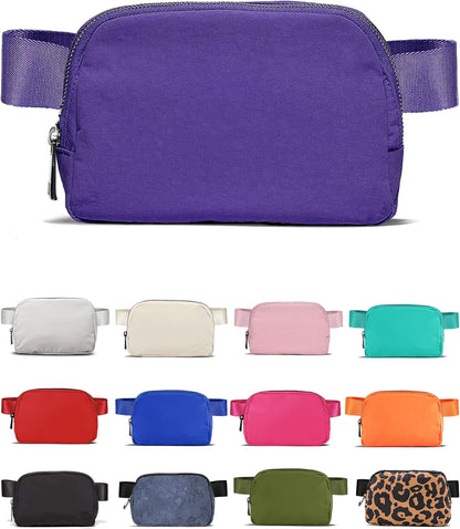Cross Body Fanny Packs for Women Men Fashion Waist Bag Pouch Nylon Small Travel Crossbody Bags Mini Purse Everywhere Belt Bag Bum Bag with Adjustable Strap for Workout Running Hiking Violet