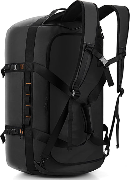 40L/60L/90L Large Waterproof Duffle Bag Backpack for Men, Mens Duffel Backpack Bags for Traveling, Heavy Duty (Black, 60L)