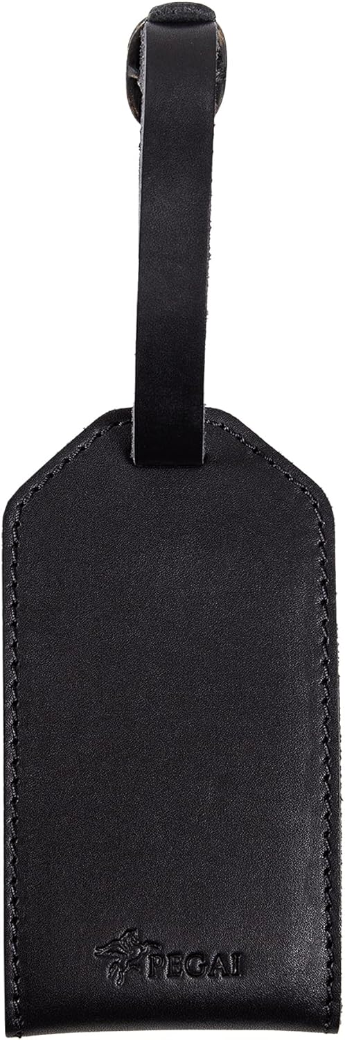 PEGAI Personalized Leather Luggage Tags for Suitcases | Handmade Travel Essentials Luggage Tag- Secure With Snap Closure and Easy Attachment to Suitcase, Travel Backpack, Handbag | Bond (Charcoal)