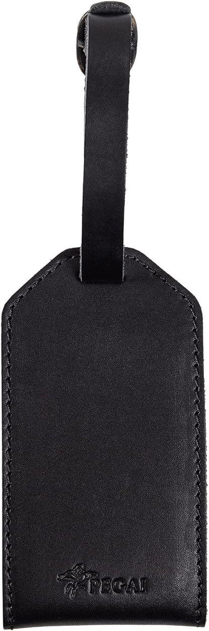 PEGAI Personalized Leather Luggage Tags for Suitcases | Handmade Travel Essentials Luggage Tag- Secure With Snap Closure and Easy Attachment to Suitcase, Travel Backpack, Handbag | Bond (Charcoal)