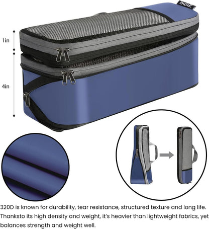 BAGAIL 4 Set/6 Set/8 Set Compression Packing Cubes Travel Accessories Expandable Packing Organizers (Half Mesh, 6-Navy)