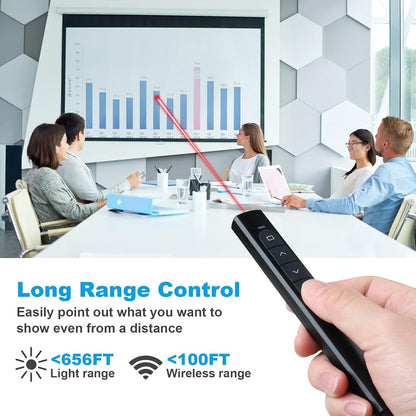 Presentation Clicker with Case,Wireless Presenter Remote with Laser Pointer Hyperlink & Volume Remote Control PowerPoint Office Presentation Clicker for Keynote/PPT/Mac/PC/Laptop(Battery Included)