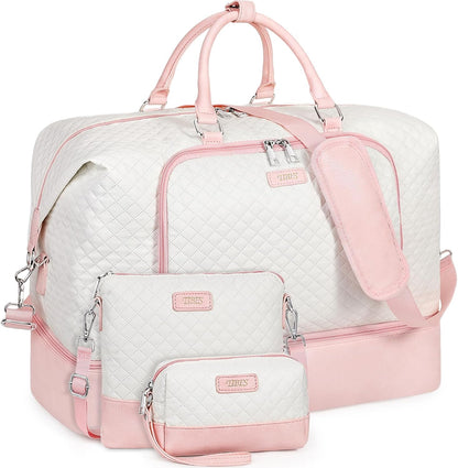 Travel Weekender Bag for Women, Overnight Bag with Shoe Compartment Oversized Travel Duffel Bag Carry On Tote 21"