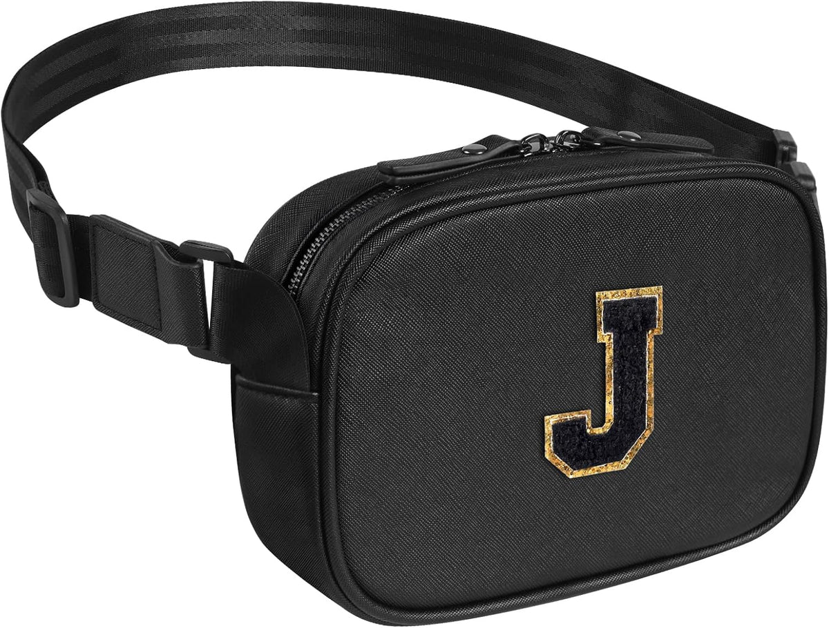 Cross Body Fanny Pack for Women, Fashion Waist Packs, Crossbody Bags, Belt Bag with Adjustable Strap (Black J)