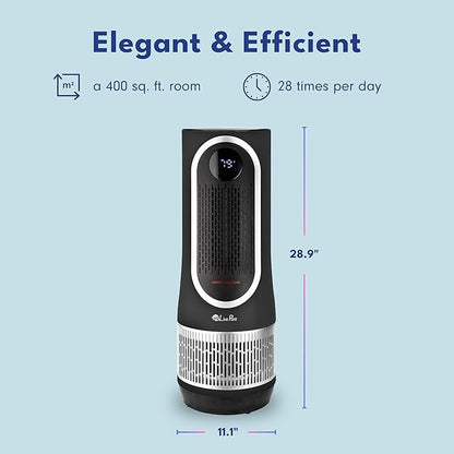 LivePure 3-in-1 LP500 Clean Heat Air Purifier & Electric Heater – Oscillating Portable Heater with 2 Heat Modes and Air Filtration – Heater for Indoor Use in Bedrooms, Home Office & Apartments, Black